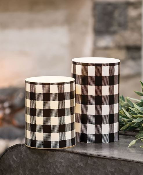 Buffalo Check Pillar Candles